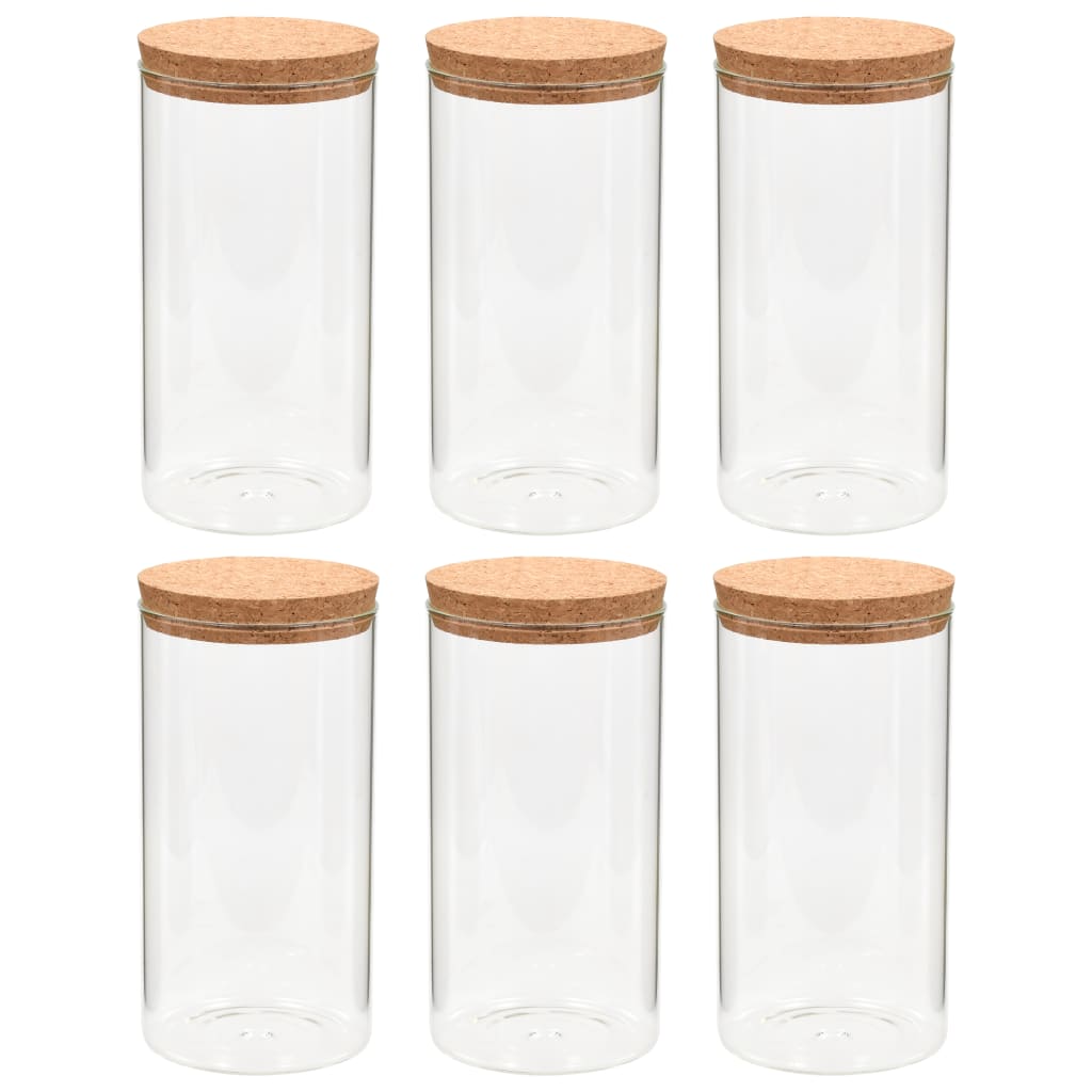 Opbergpotten met kurken deksel 6 st 1400 ml glas is nu te koop bij PeponiXL, paradijselijk wonen!
