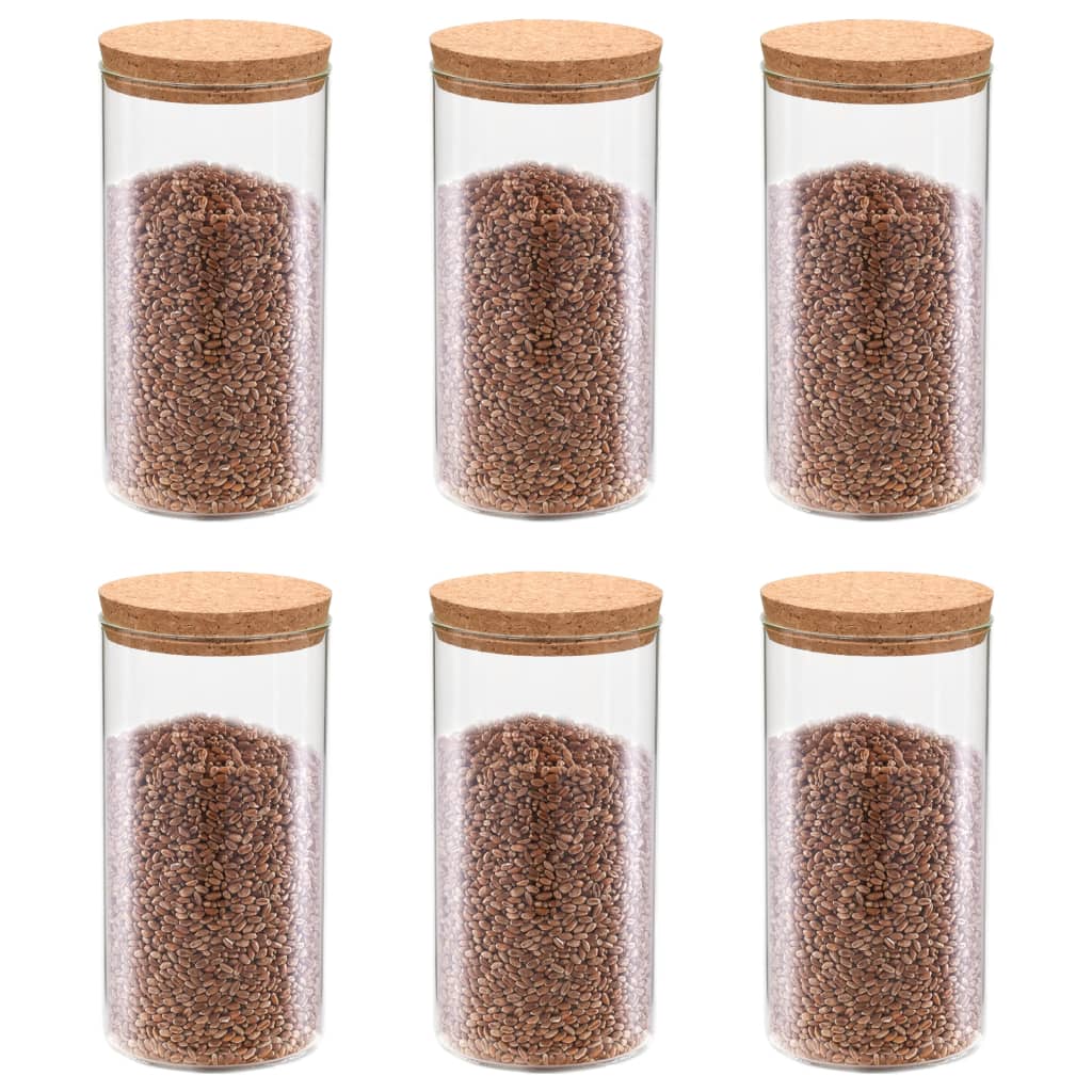 Opbergpotten met kurken deksel 6 st 1400 ml glas is nu te koop bij PeponiXL, paradijselijk wonen!