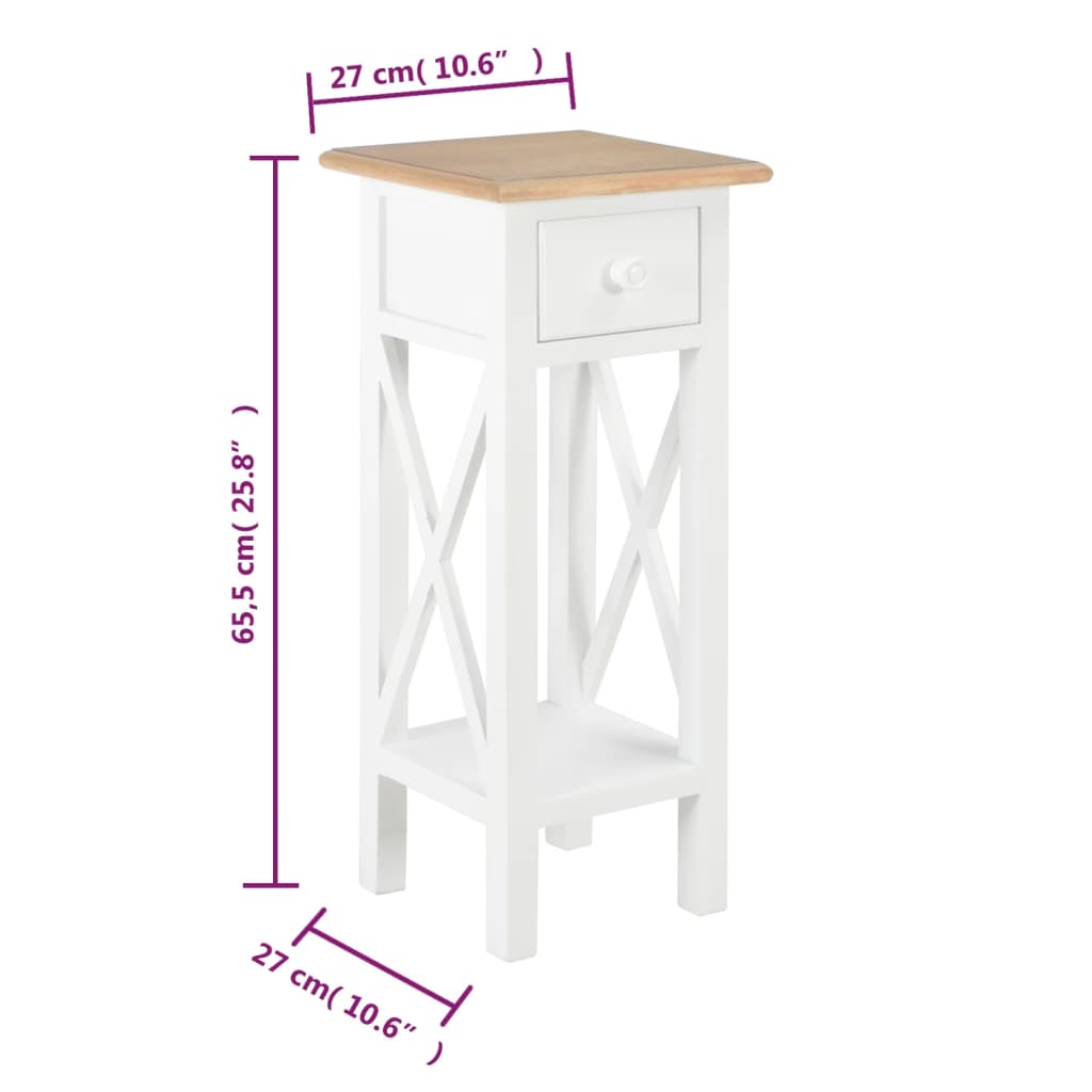 Bijzettafel 27x27x65,5 cm hout wit is nu te koop bij PeponiXL, paradijselijk wonen!