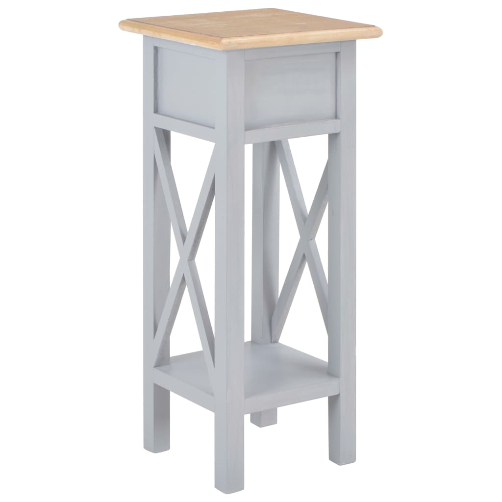 Bijzettafel 27x27x65,5 cm hout grijs is nu te koop bij PeponiXL, paradijselijk wonen!