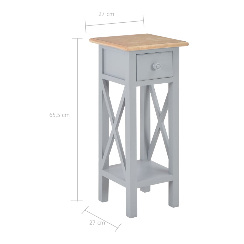 Bijzettafel 27x27x65,5 cm hout grijs is nu te koop bij PeponiXL, paradijselijk wonen!