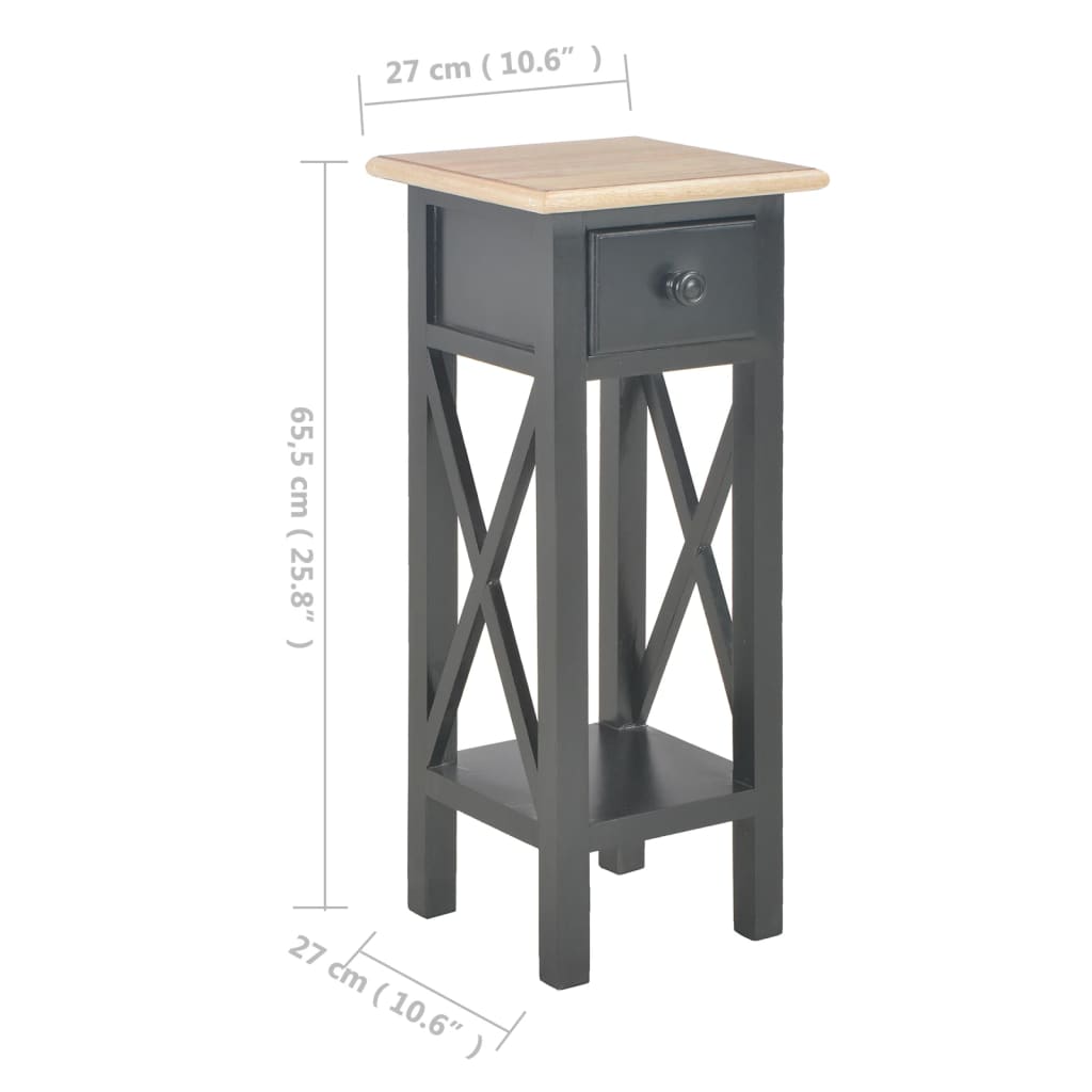 Bijzettafel 27x27x65,5 cm hout zwart is nu te koop bij PeponiXL, paradijselijk wonen!