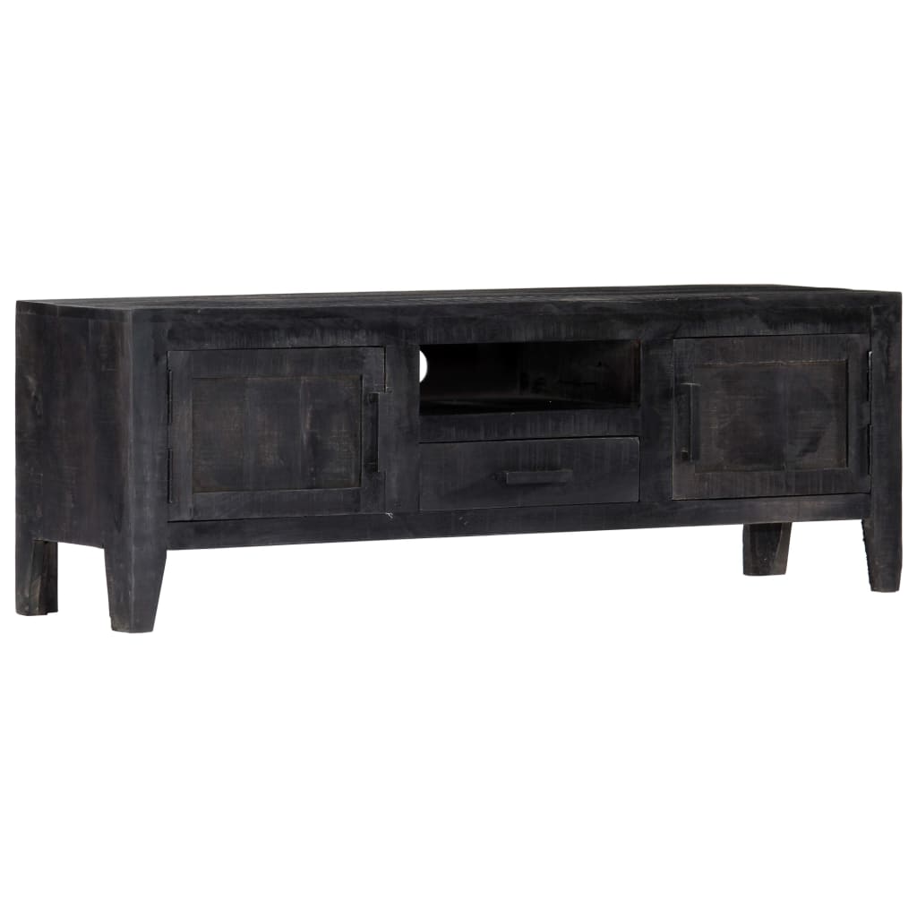 Tv-meubel 118x30x40 cm massief mangohout zwart is nu te koop bij PeponiXL, paradijselijk wonen!