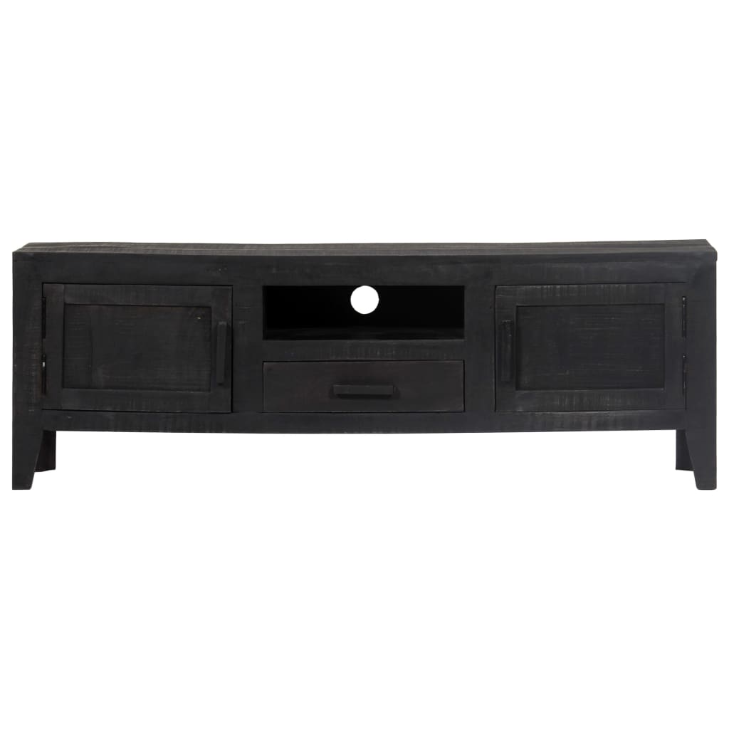 Tv-meubel 118x30x40 cm massief mangohout zwart is nu te koop bij PeponiXL, paradijselijk wonen!