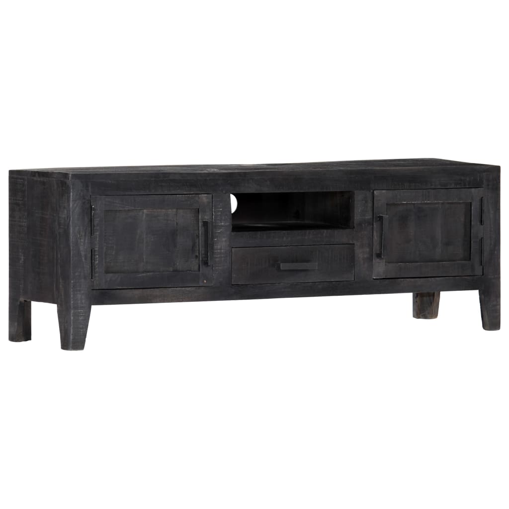 Tv-meubel 118x30x40 cm massief mangohout zwart is nu te koop bij PeponiXL, paradijselijk wonen!