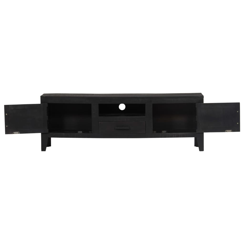 Tv-meubel 118x30x40 cm massief mangohout zwart is nu te koop bij PeponiXL, paradijselijk wonen!