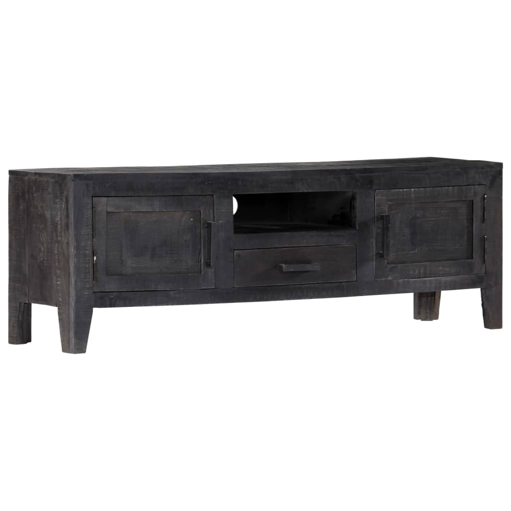 Tv-meubel 118x30x40 cm massief mangohout zwart is nu te koop bij PeponiXL, paradijselijk wonen!