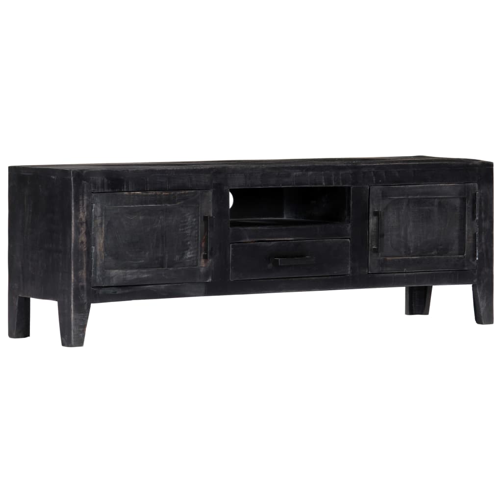 Tv-meubel 118x30x40 cm massief mangohout zwart is nu te koop bij PeponiXL, paradijselijk wonen!
