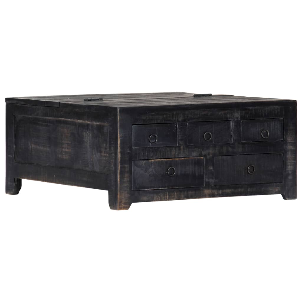 Salontafel 65x65x30 cm massief mangohout zwart is nu te koop bij PeponiXL, paradijselijk wonen!