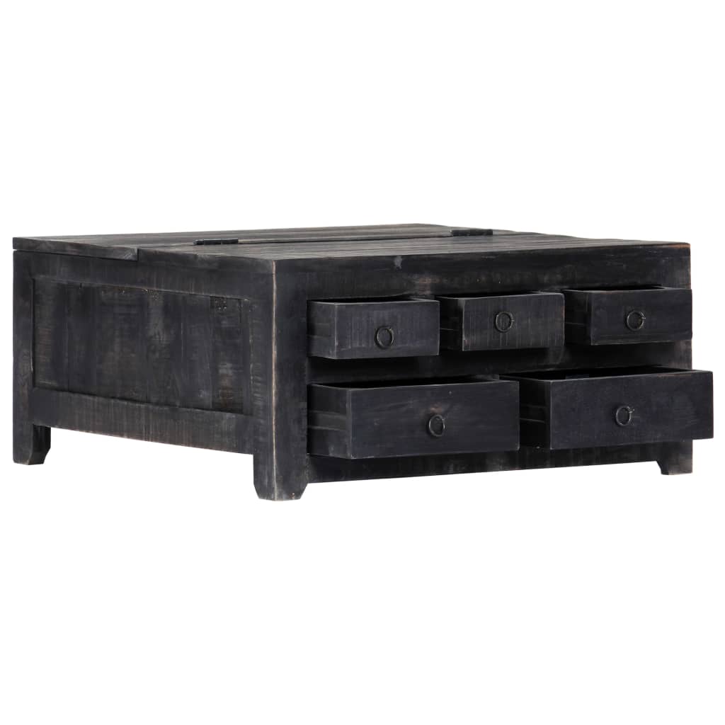 Salontafel 65x65x30 cm massief mangohout zwart is nu te koop bij PeponiXL, paradijselijk wonen!