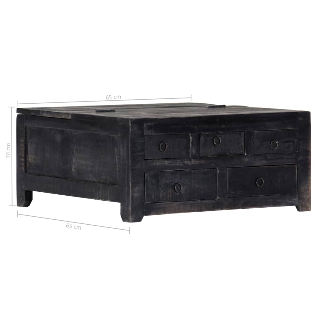 Salontafel 65x65x30 cm massief mangohout zwart is nu te koop bij PeponiXL, paradijselijk wonen!