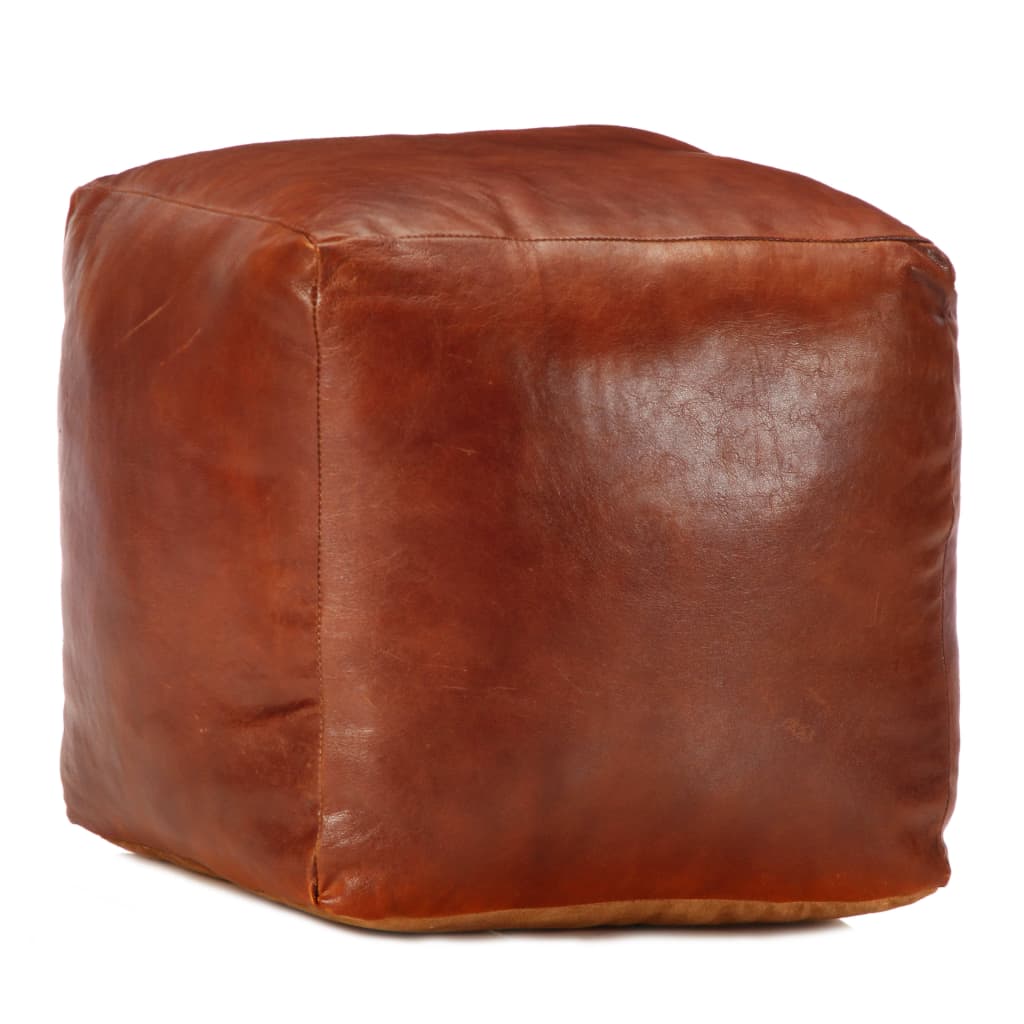 Poef 40x40x40 cm echt geitenleer tan is nu te koop bij PeponiXL, paradijselijk wonen!