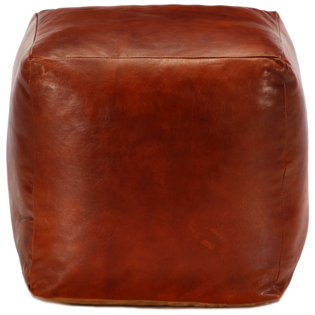 Poef 40x40x40 cm echt geitenleer tan is nu te koop bij PeponiXL, paradijselijk wonen!