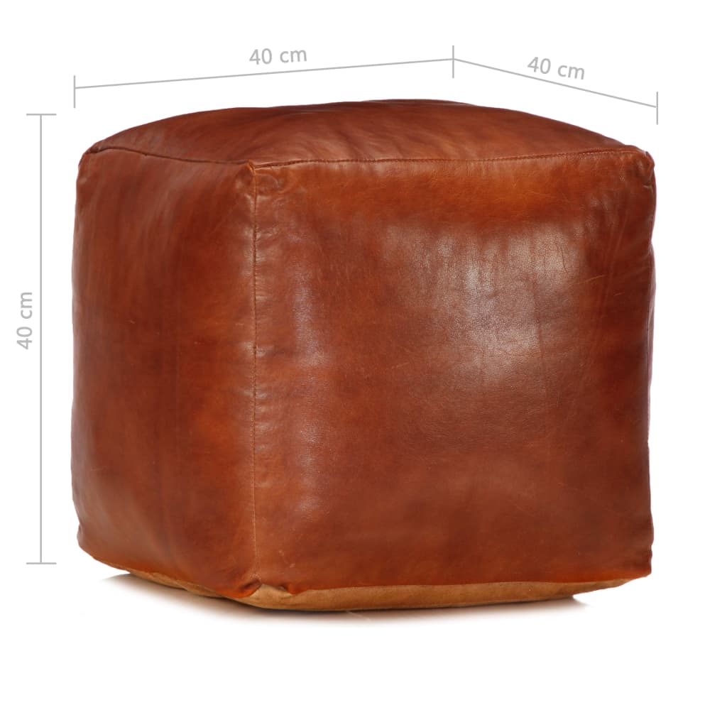 Poef 40x40x40 cm echt geitenleer tan is nu te koop bij PeponiXL, paradijselijk wonen!