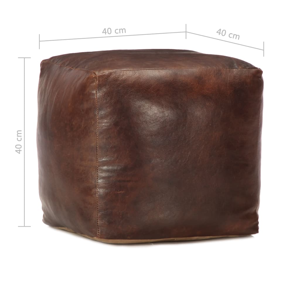 Poef 40x40x40 cm echt geitenleer donkerbruin is nu te koop bij PeponiXL, paradijselijk wonen!