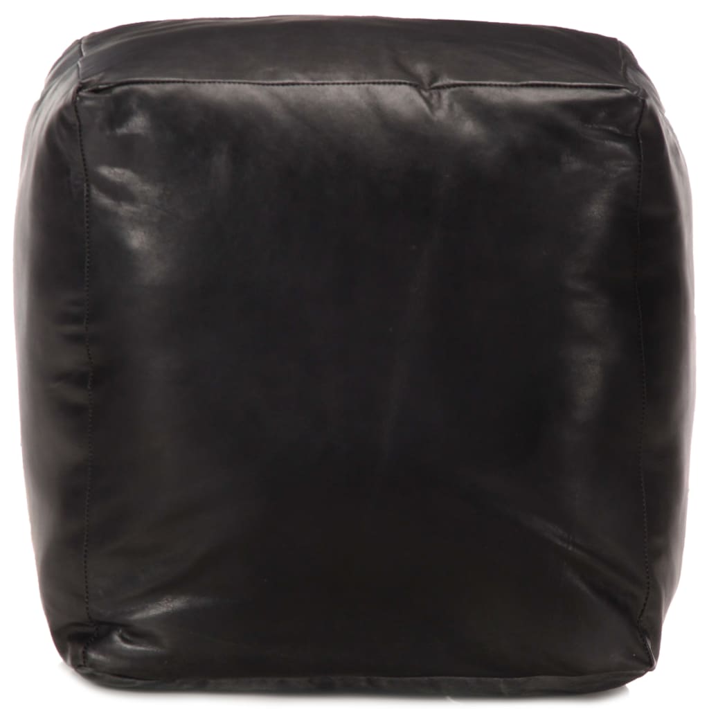 Poef 40x40x40 cm echt geitenleer zwart is nu te koop bij PeponiXL, paradijselijk wonen!