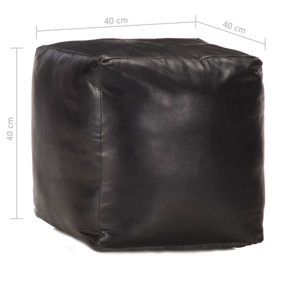 Poef 40x40x40 cm echt geitenleer zwart is nu te koop bij PeponiXL, paradijselijk wonen!