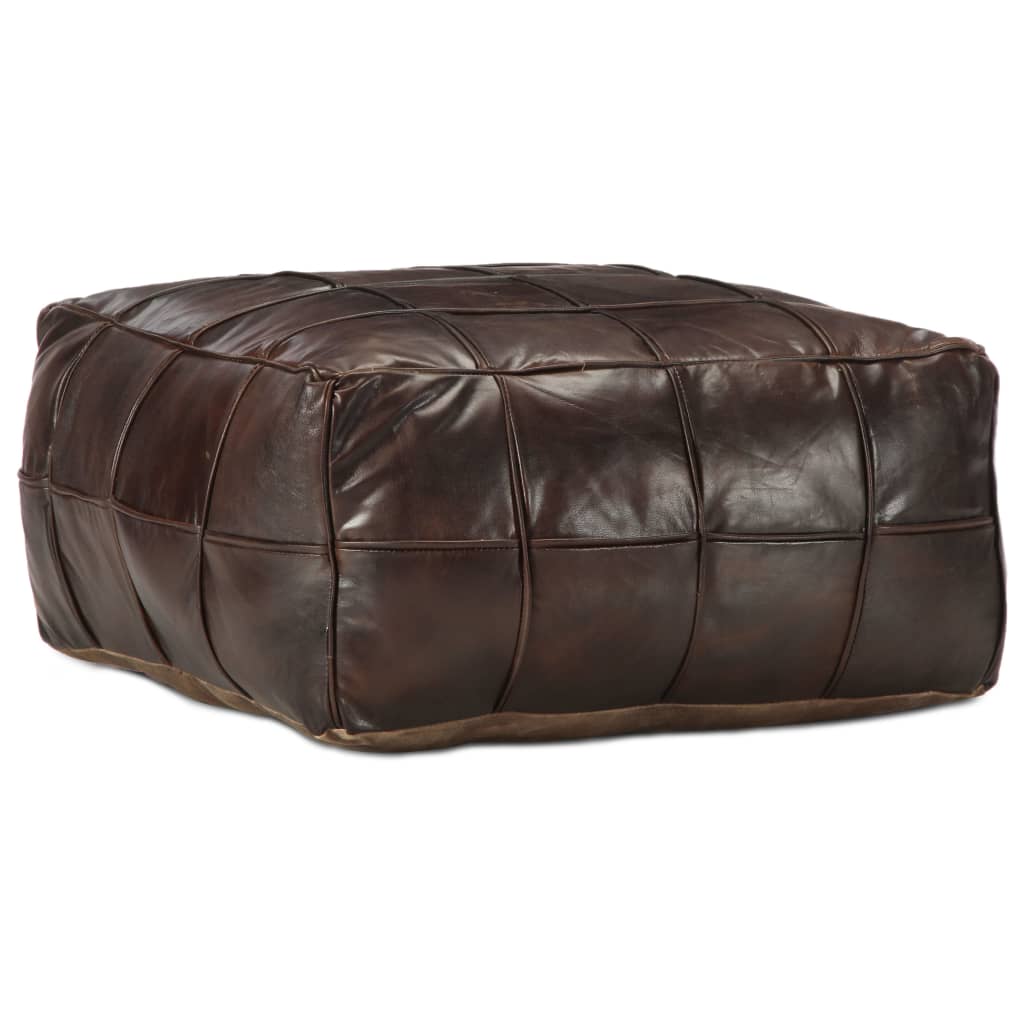 Poef 60x60x30 cm echt geitenleer donkerbruin is nu te koop bij PeponiXL, paradijselijk wonen!