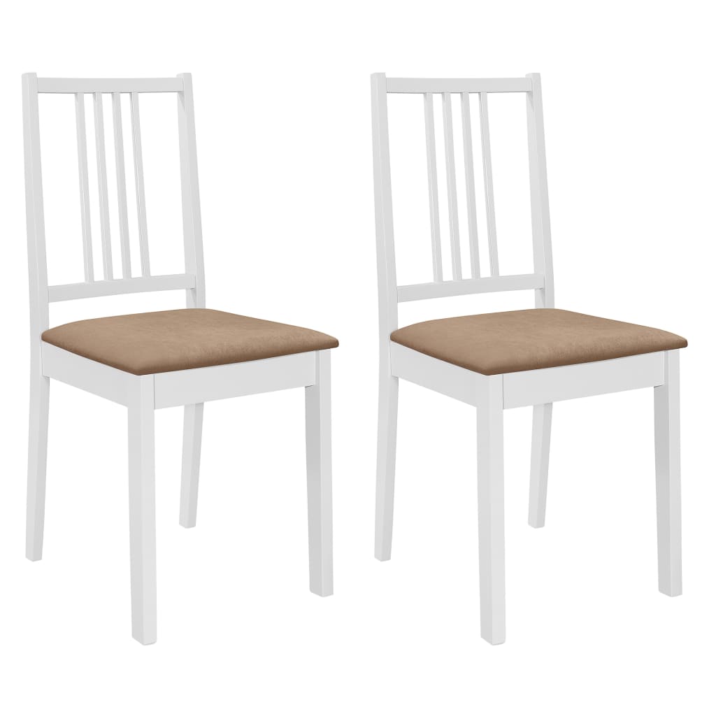 Eetkamerstoelen met kussens 2 st massief hout wit is nu te koop bij PeponiXL, paradijselijk wonen!