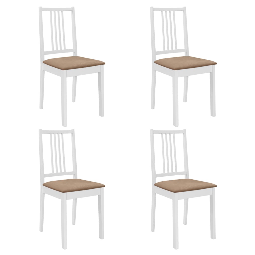 Eetkamerstoelen met kussens 4 st massief hout wit is nu te koop bij PeponiXL, paradijselijk wonen!