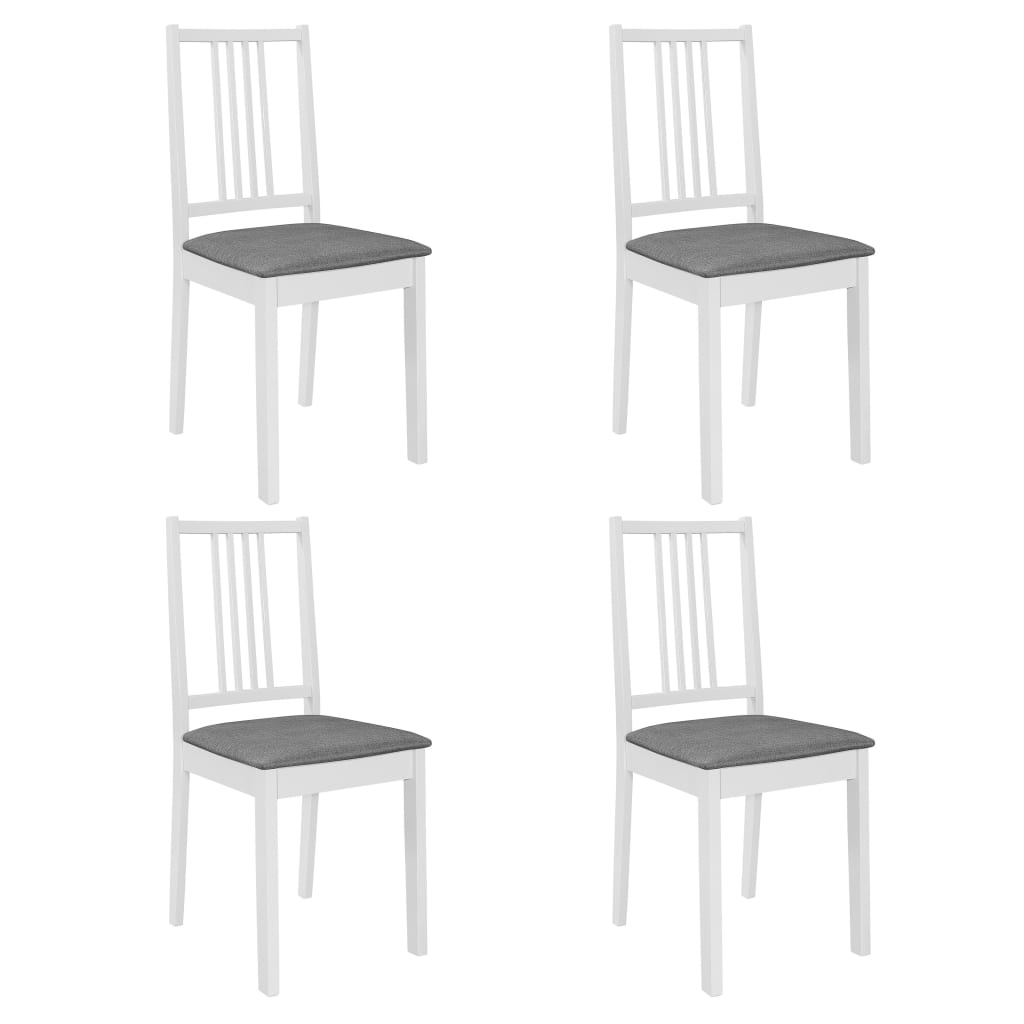 Eetkamerstoelen met kussens 4 st massief hout wit is nu te koop bij PeponiXL, paradijselijk wonen!