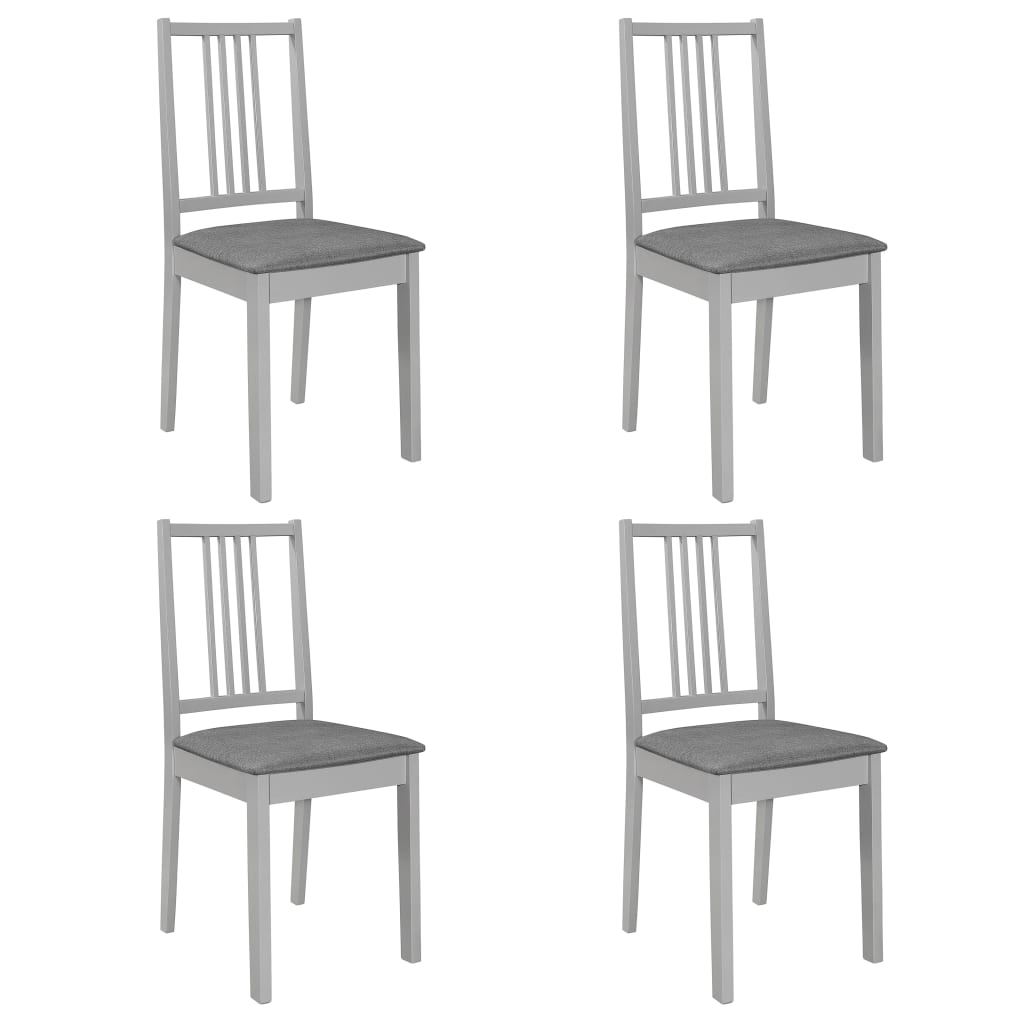 Eetkamerstoelen met kussens 4 st massief hout grijs is nu te koop bij PeponiXL, paradijselijk wonen!
