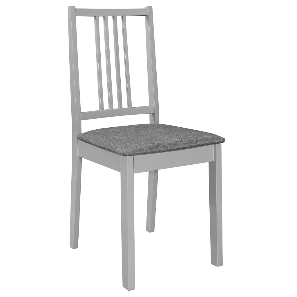 Eetkamerstoelen met kussens 4 st massief hout grijs is nu te koop bij PeponiXL, paradijselijk wonen!