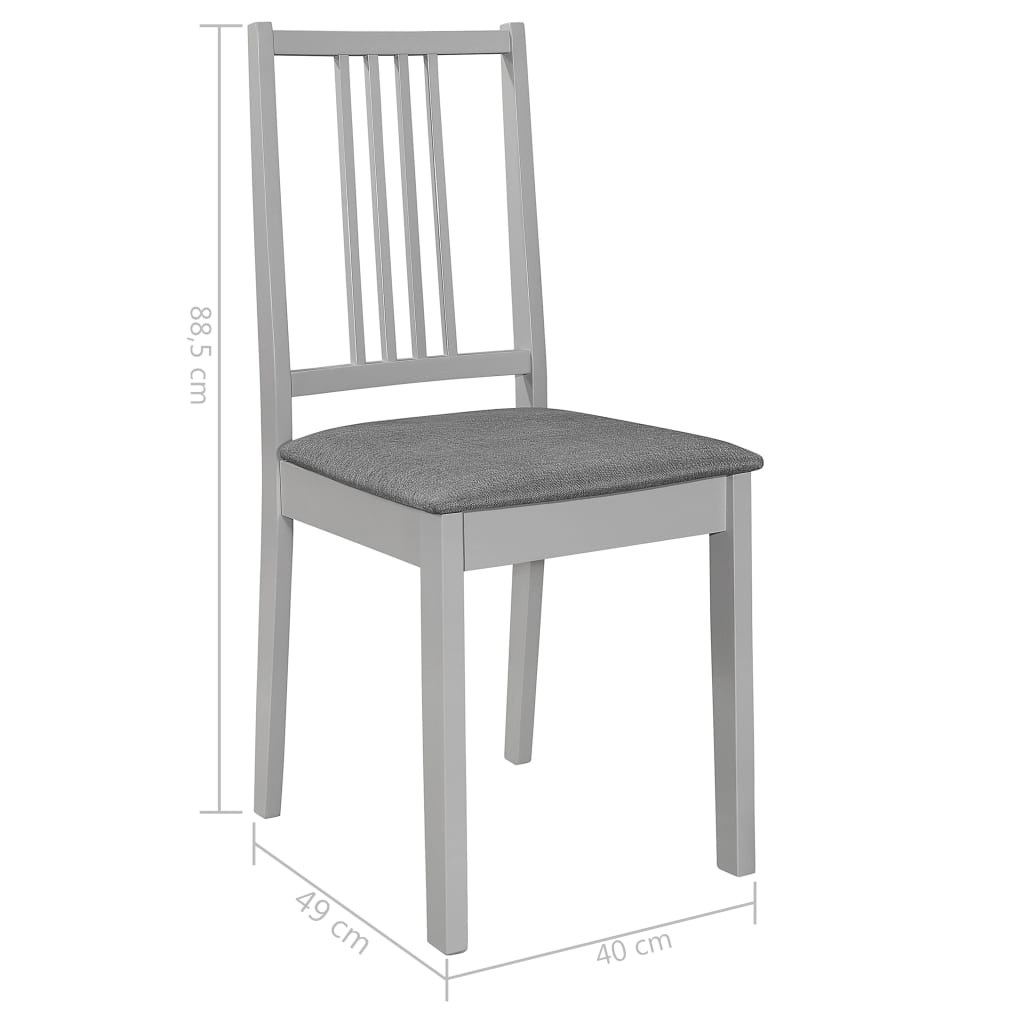 Eetkamerstoelen met kussens 4 st massief hout grijs is nu te koop bij PeponiXL, paradijselijk wonen!