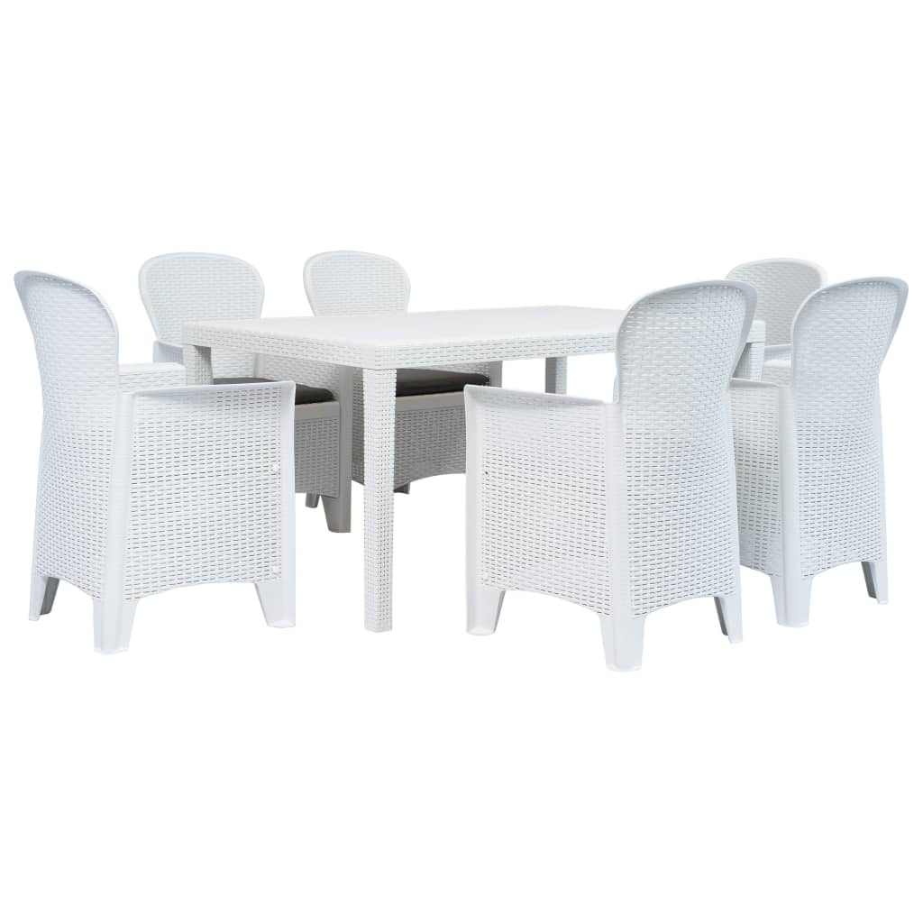 7-delige Tuinset rattan-look kunststof wit is nu te koop bij PeponiXL, paradijselijk wonen!