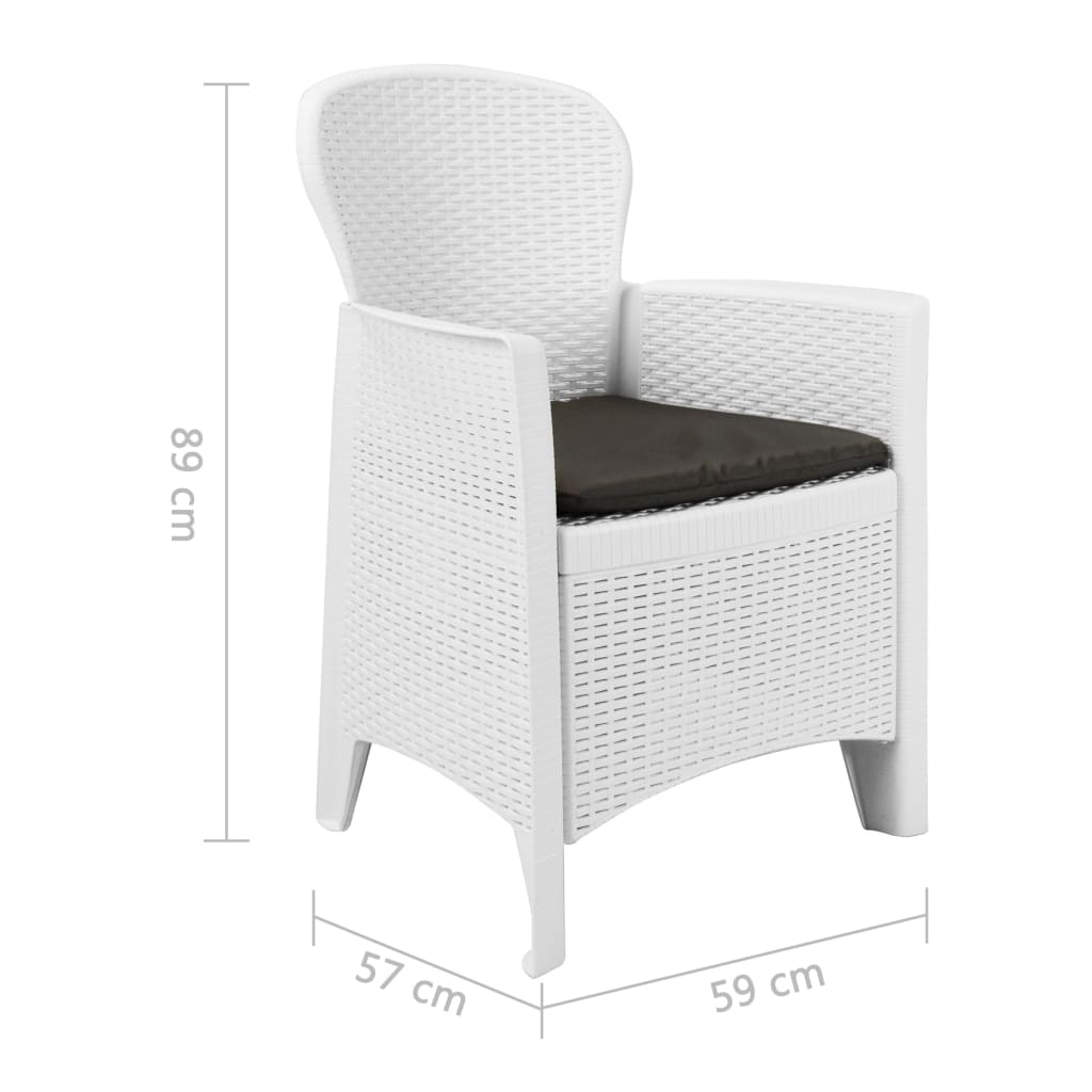 7-delige Tuinset rattan-look kunststof wit is nu te koop bij PeponiXL, paradijselijk wonen!