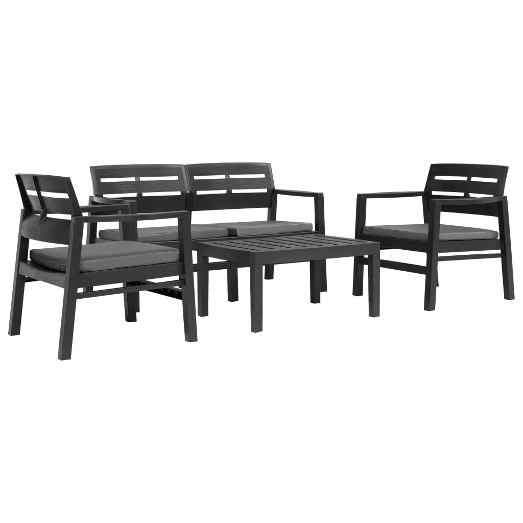 4-delige Loungeset kunststof antraciet is nu te koop bij PeponiXL, paradijselijk wonen!