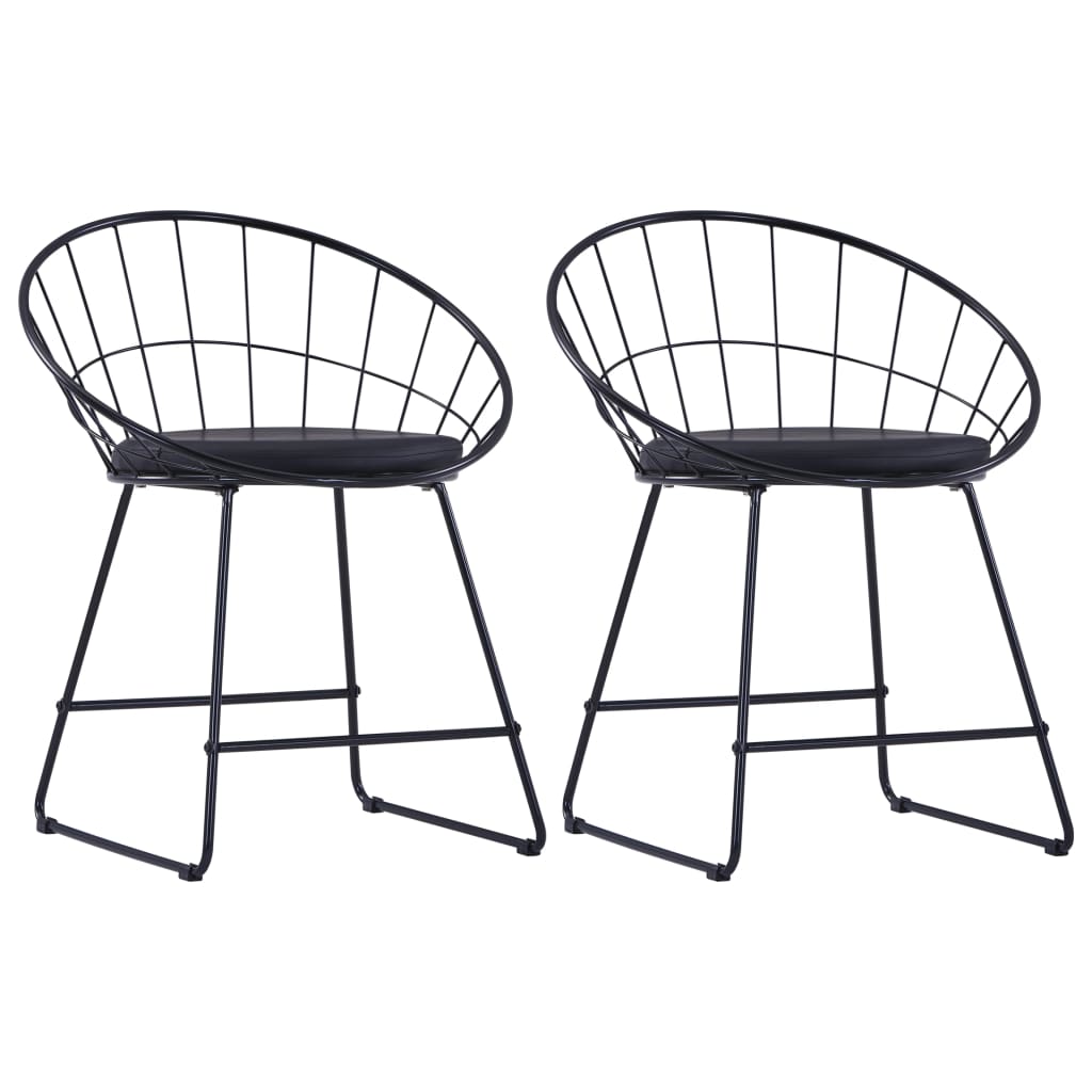 Eetkamerstoelen met kunstleren zittingen 2 st staal zwart is nu te koop bij PeponiXL, paradijselijk wonen!