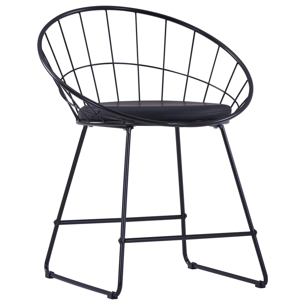 Eetkamerstoelen met kunstleren zittingen 2 st staal zwart is nu te koop bij PeponiXL, paradijselijk wonen!