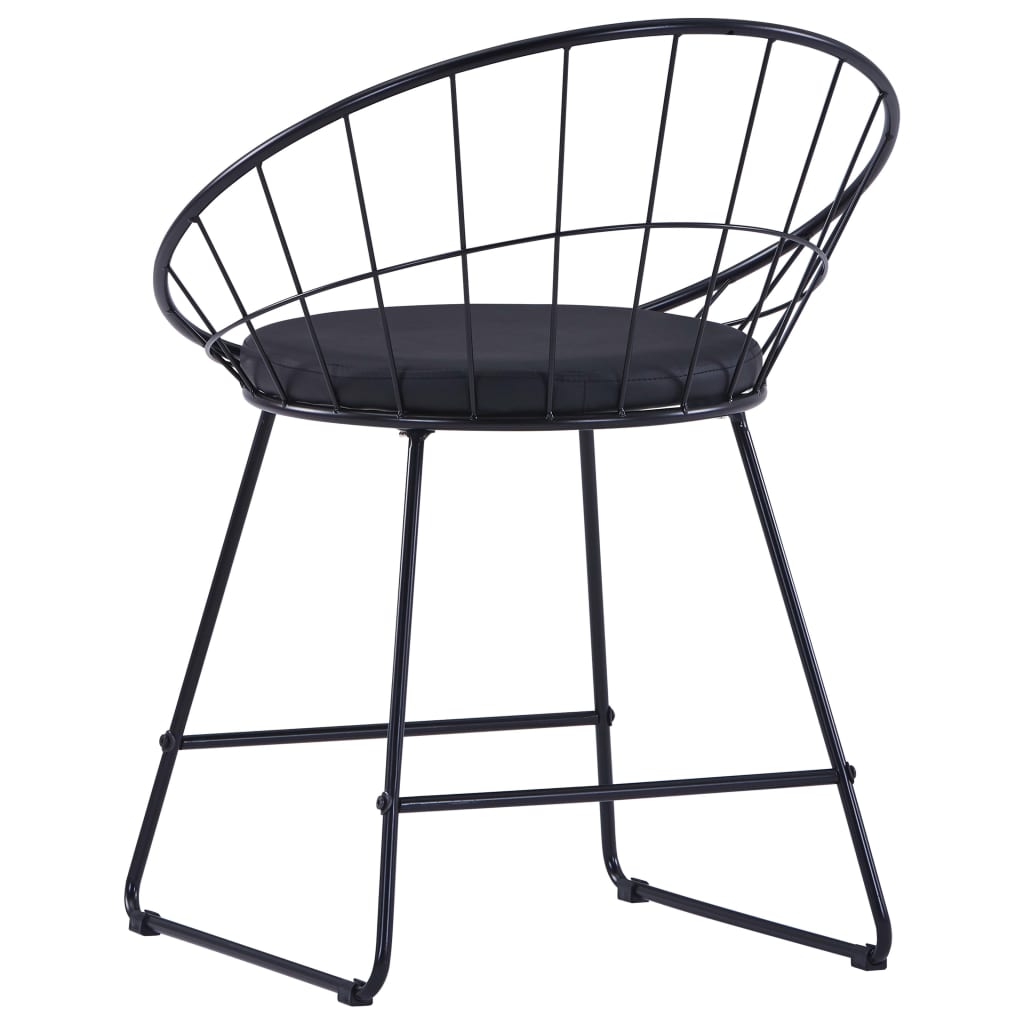 Eetkamerstoelen met kunstleren zittingen 2 st staal zwart is nu te koop bij PeponiXL, paradijselijk wonen!