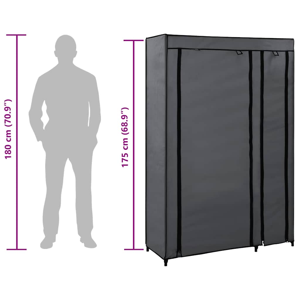 Kledingkast opvouwbaar 110x45x175 cm stof grijs is nu te koop bij PeponiXL, paradijselijk wonen!