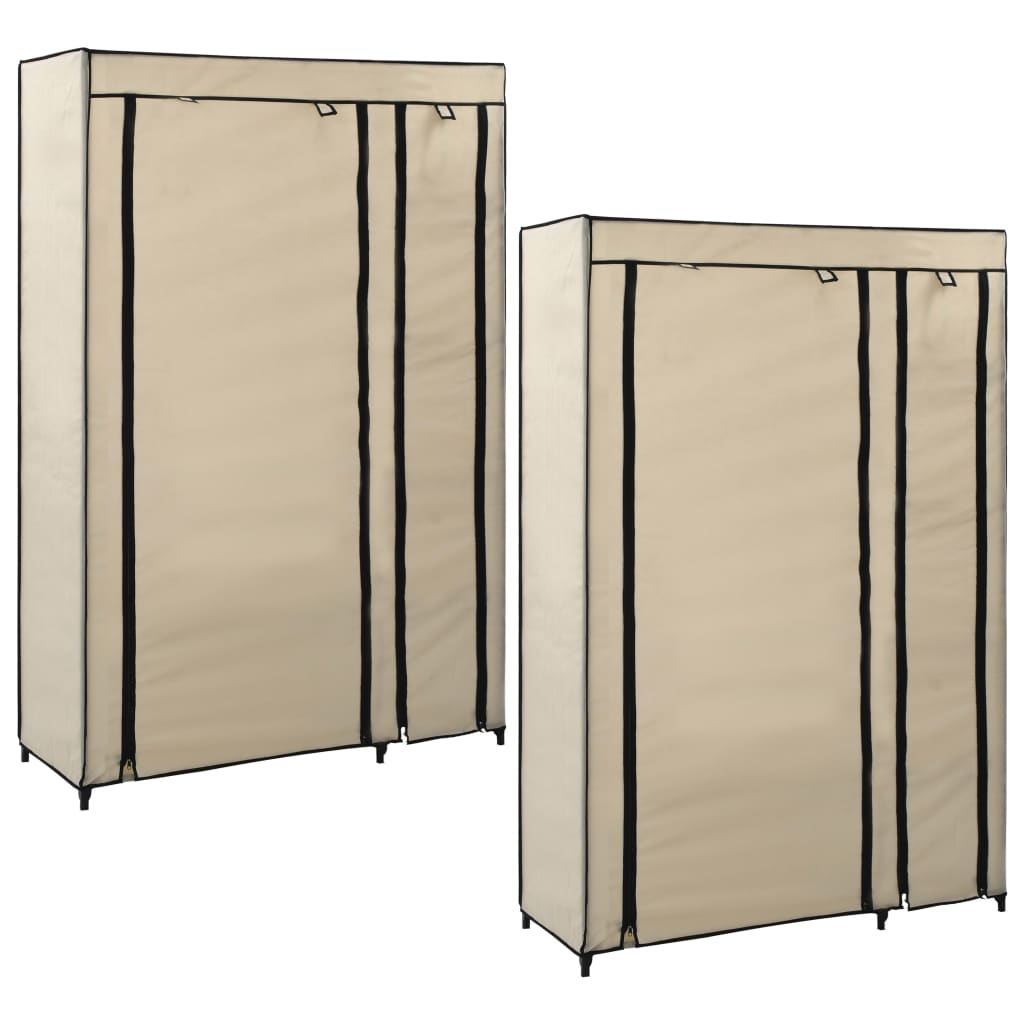 Kledingkasten opvouwbaar 2 st 110x45x175 cm stof crème is nu te koop bij PeponiXL, paradijselijk wonen!