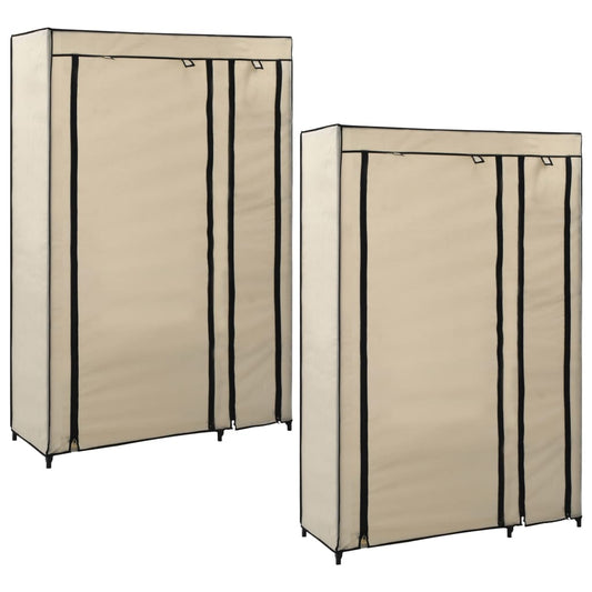 Kledingkasten opvouwbaar 2 st 110x45x175 cm stof crème is nu te koop bij PeponiXL, paradijselijk wonen!