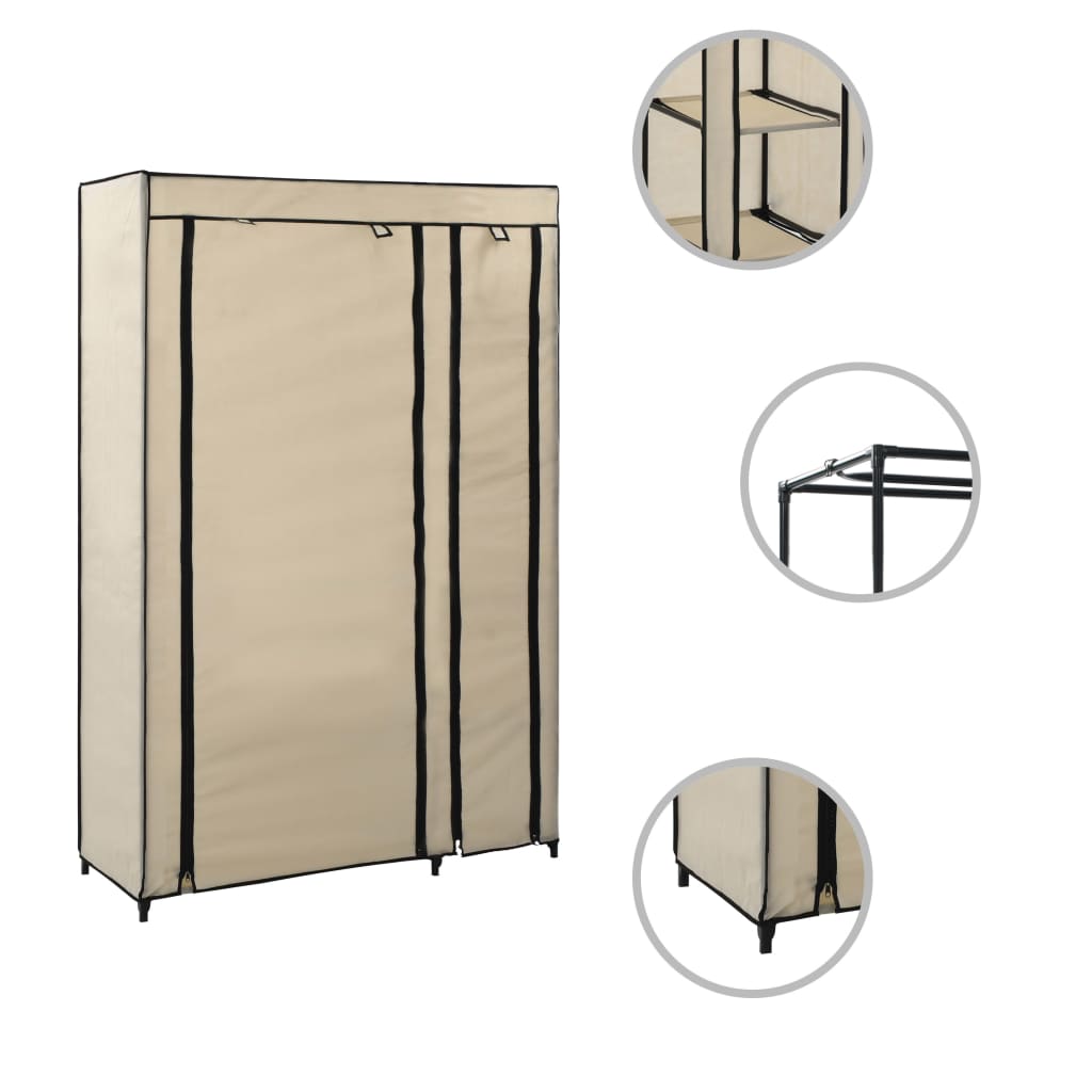 Kledingkasten opvouwbaar 2 st 110x45x175 cm stof crème is nu te koop bij PeponiXL, paradijselijk wonen!