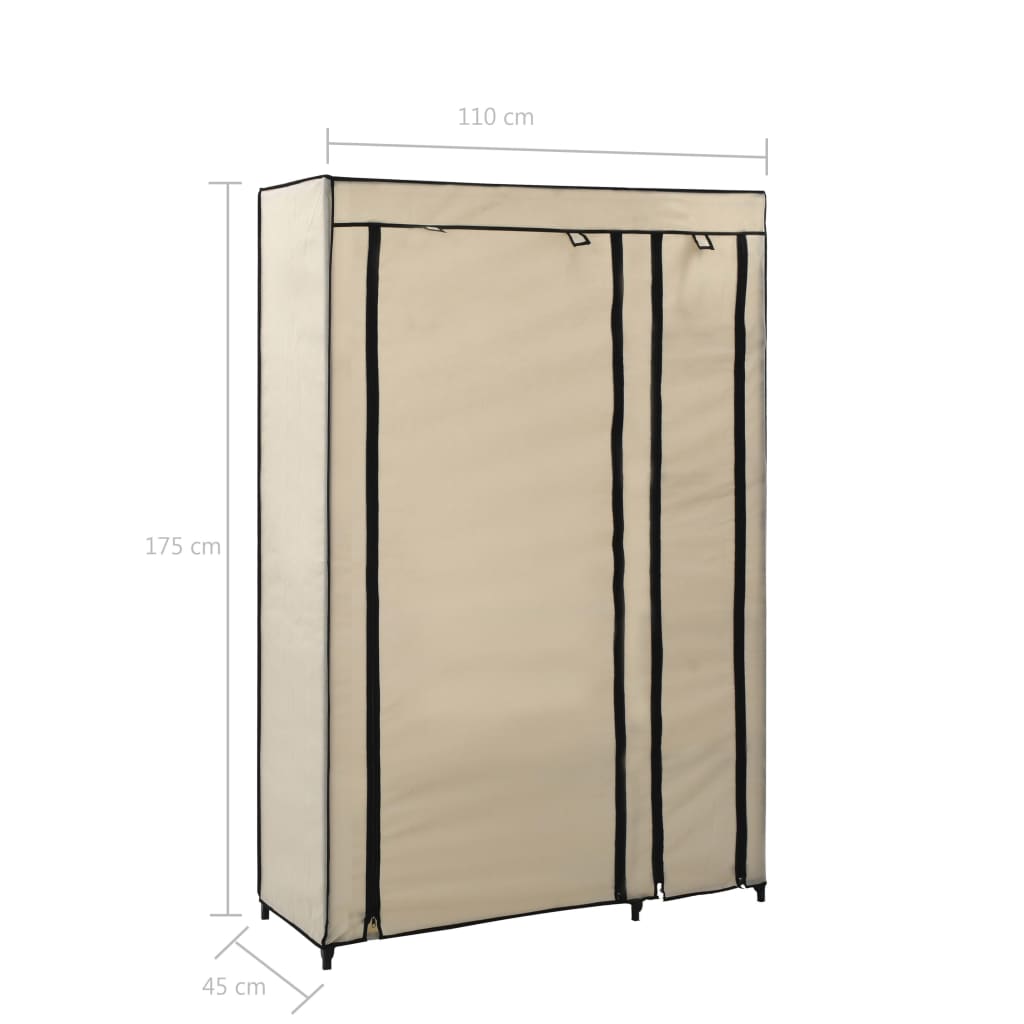 Kledingkasten opvouwbaar 2 st 110x45x175 cm stof crème is nu te koop bij PeponiXL, paradijselijk wonen!