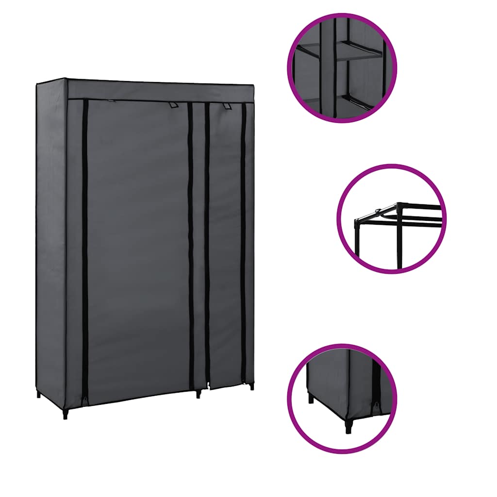 Kledingkasten opvouwbaar 2 st 110x45x175 cm stof grijs is nu te koop bij PeponiXL, paradijselijk wonen!