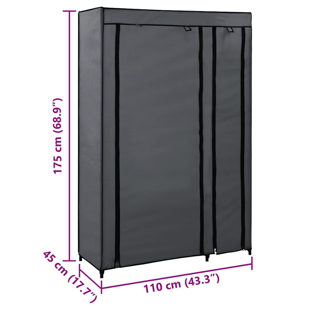 Kledingkasten opvouwbaar 2 st 110x45x175 cm stof grijs is nu te koop bij PeponiXL, paradijselijk wonen!