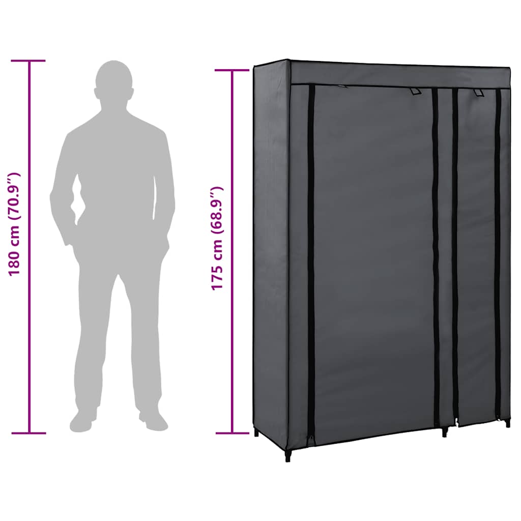 Kledingkasten opvouwbaar 2 st 110x45x175 cm stof grijs is nu te koop bij PeponiXL, paradijselijk wonen!