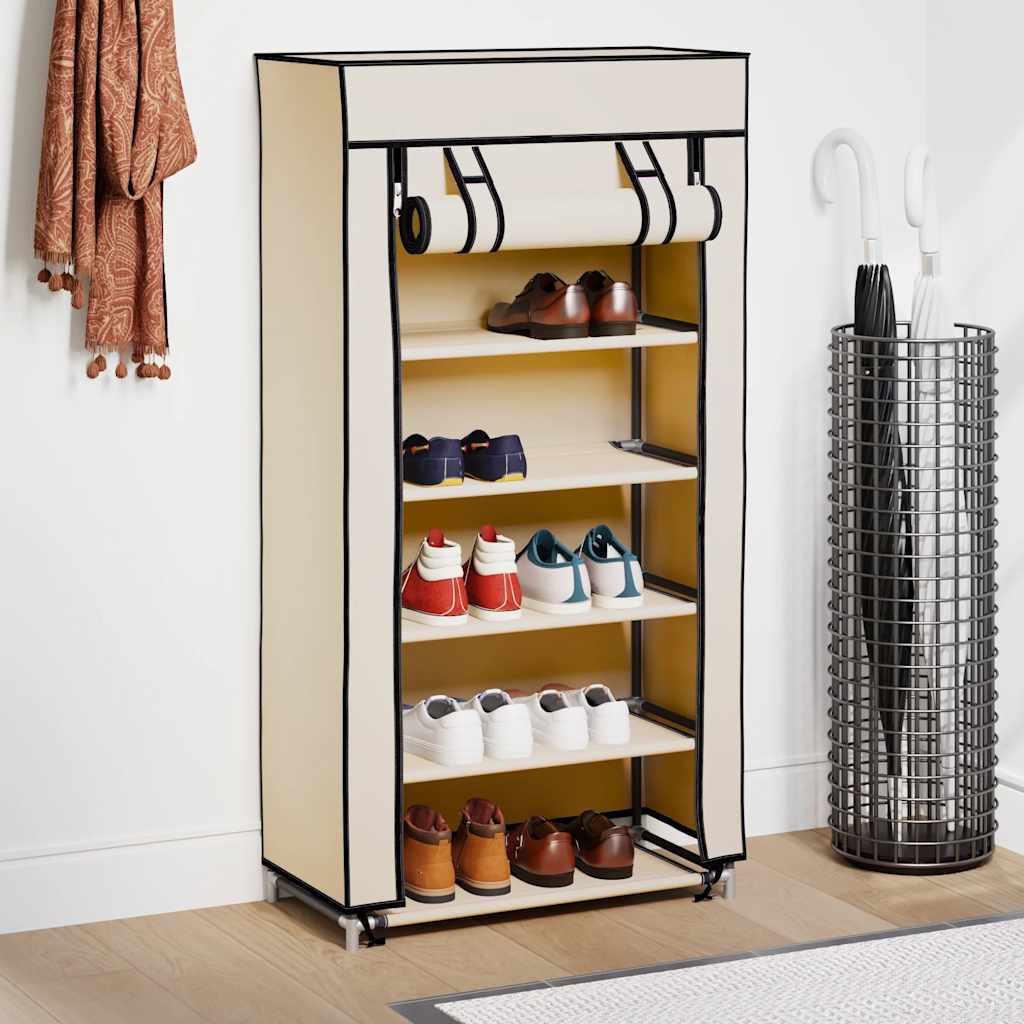 Schoenenkast met hoes 58x28x106 cm stof crème is nu te koop bij PeponiXL, paradijselijk wonen!