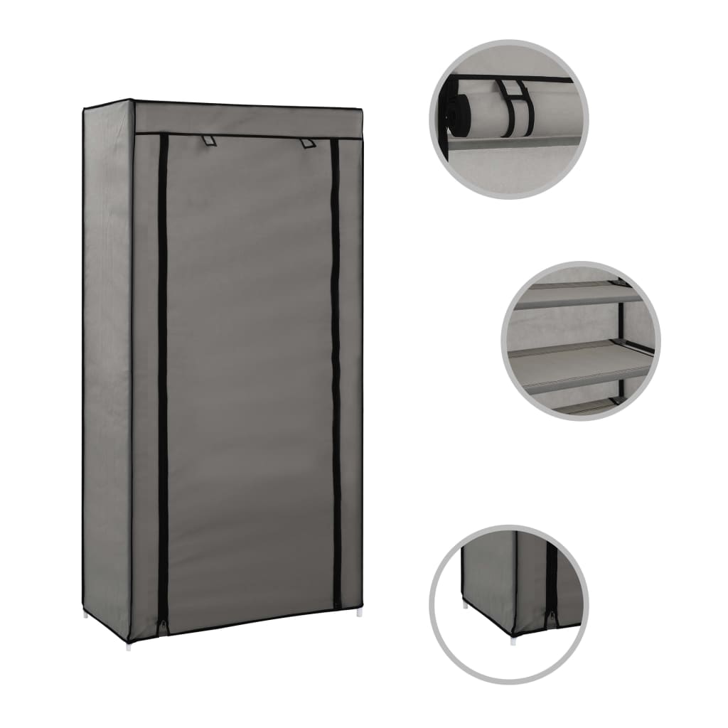 Schoenenkast met hoes 58x28x106 cm stof grijs is nu te koop bij PeponiXL, paradijselijk wonen!