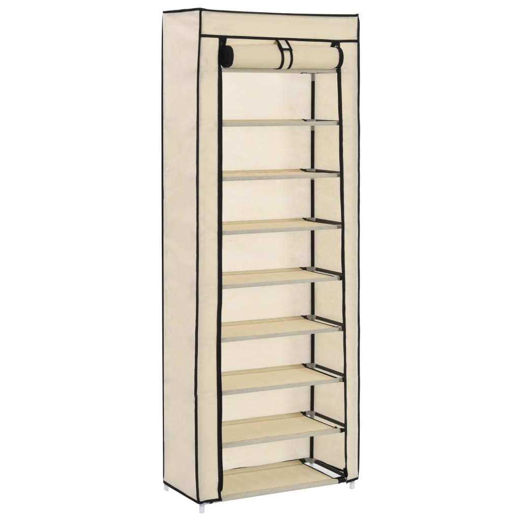 Schoenenkast met hoes 57x29x162 cm stof crème is nu te koop bij PeponiXL, paradijselijk wonen!