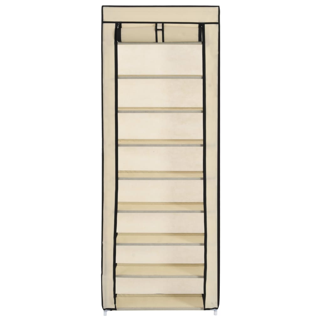 Schoenenkast met hoes 57x29x162 cm stof crème is nu te koop bij PeponiXL, paradijselijk wonen!
