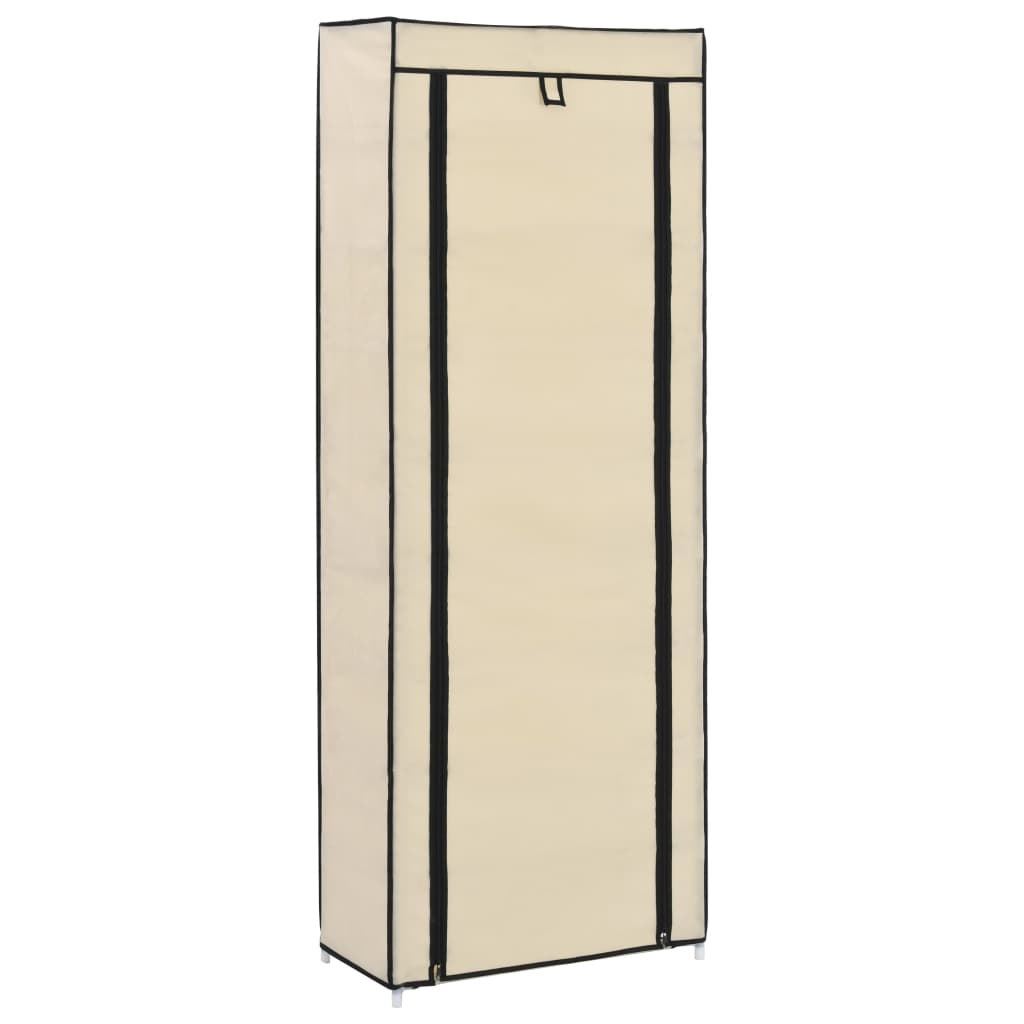Schoenenkast met hoes 57x29x162 cm stof crème is nu te koop bij PeponiXL, paradijselijk wonen!