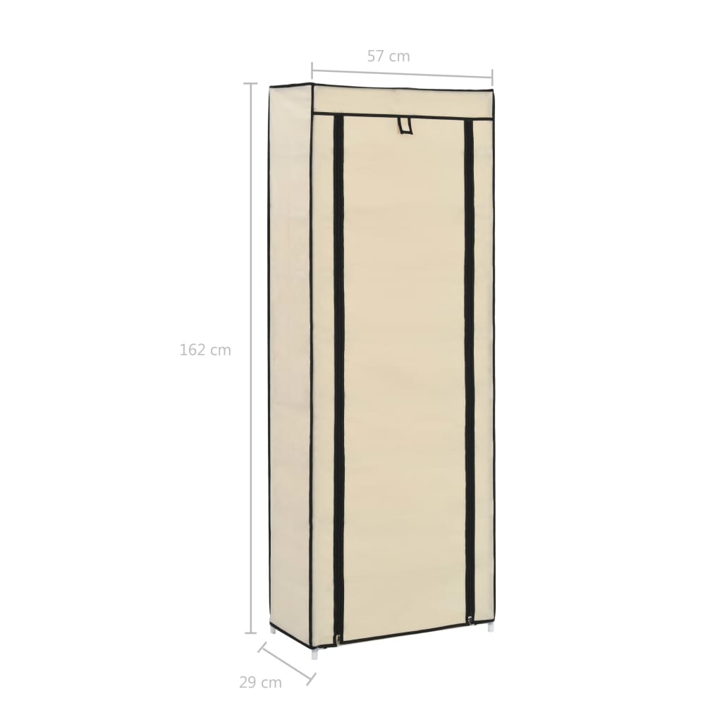 Schoenenkast met hoes 57x29x162 cm stof crème is nu te koop bij PeponiXL, paradijselijk wonen!