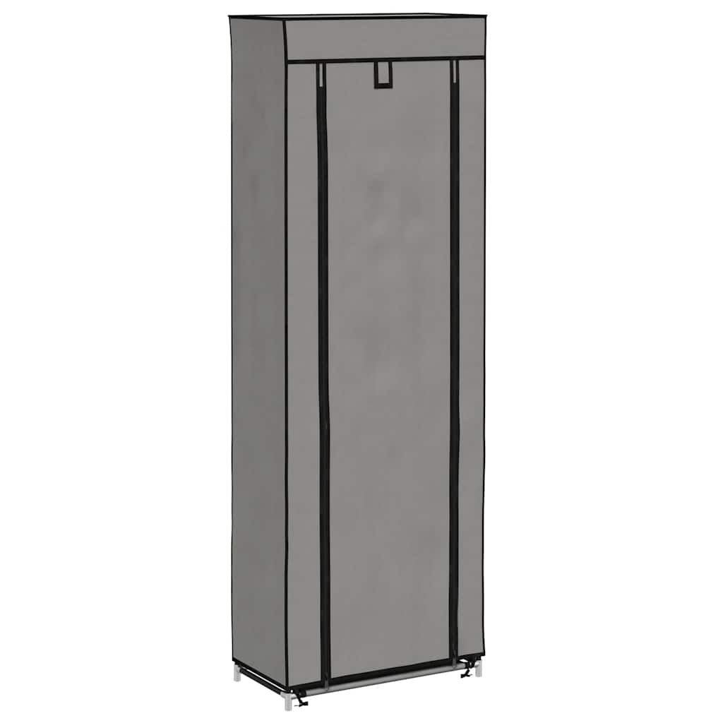 Schoenenkast met hoes 57x29x162 cm stof grijs is nu te koop bij PeponiXL, paradijselijk wonen!
