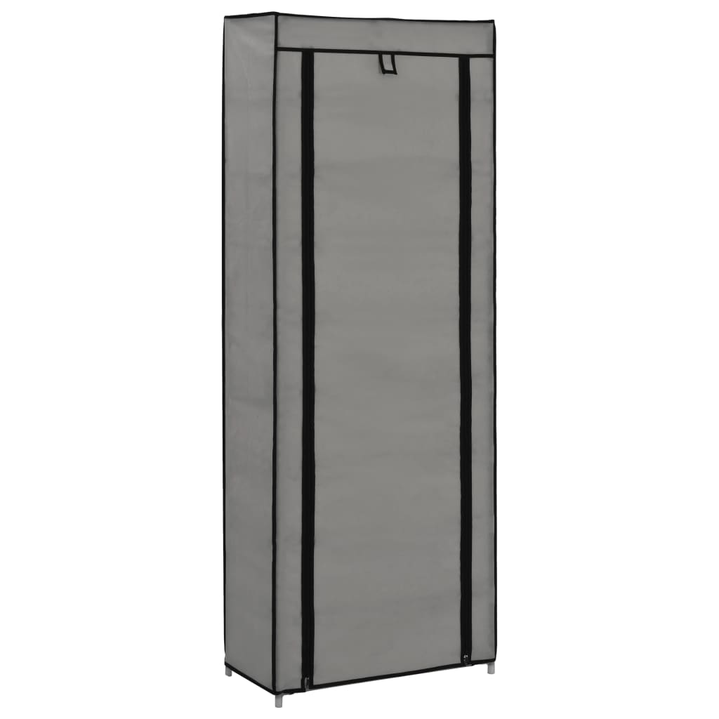 Schoenenkast met hoes 57x29x162 cm stof grijs is nu te koop bij PeponiXL, paradijselijk wonen!